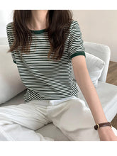 Casual O-Neck Striped Soft Knitted Shirt